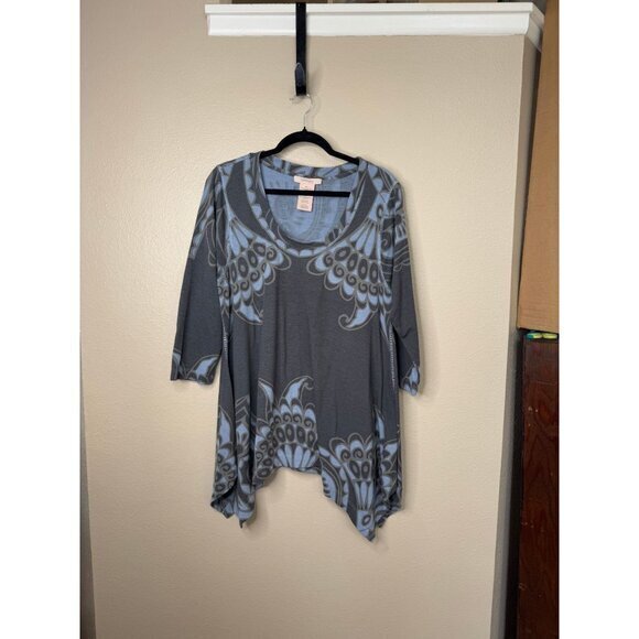 Philosophy Women's Blue Blouse Size 2X short sleeve plus size polyester round ne - Picture 1 of 6